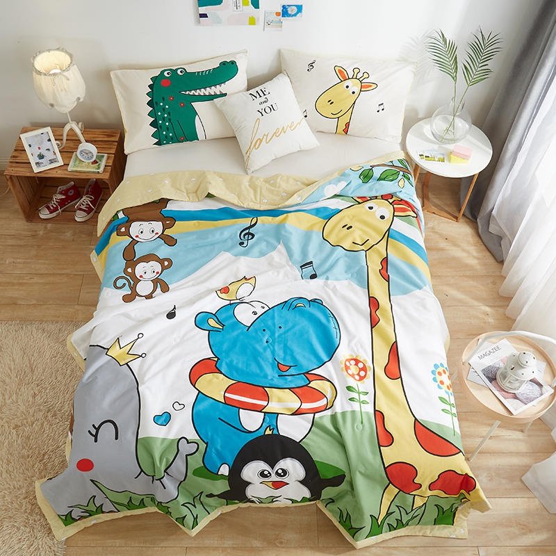 纯棉夏凉被儿童男孩卡通恐龙空调被薄款夏天被芯被子单人全棉夏被