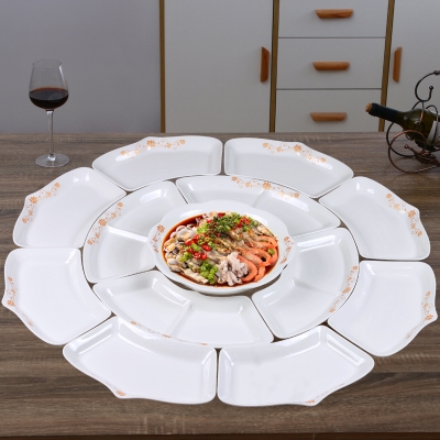 北欧陶瓷网红盘子创意家用组合拼盘餐具团圆套装中国风菜盘汤盘碗