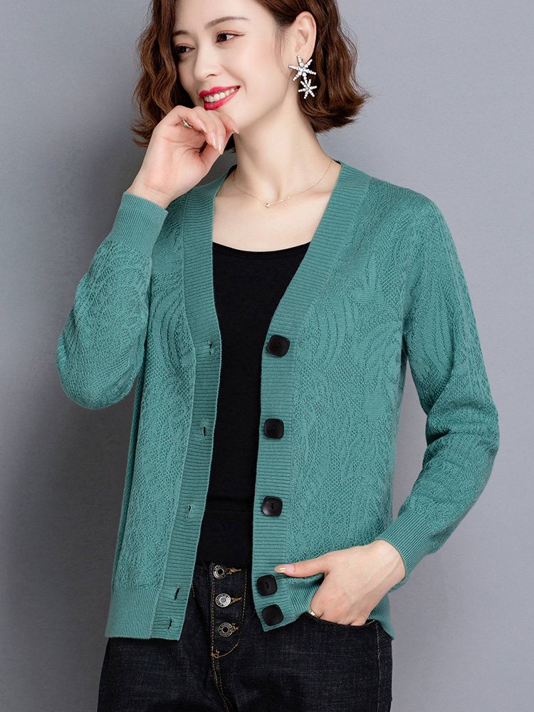 小款针织开衫女士二八月毛衣外套