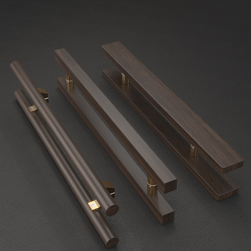 现代实木玻璃门拉手原木刻字酒店包厢推拉门把手胡桃木会议室把手