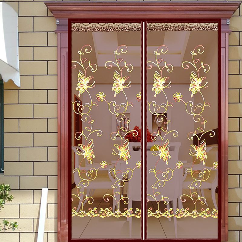 蚊帐隔断防蚊门帘免打孔纱窗帘装饰对吸透明夏季磁铁加密防蝇大门