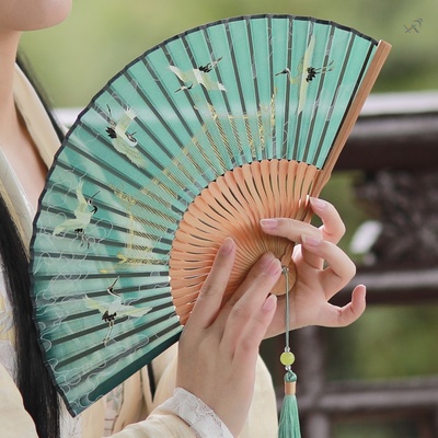 国风折扇仙女扇子古风配旗袍仙气古代易开合夏天竹子竹制便携公主