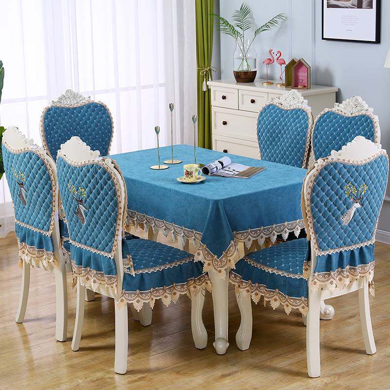 加厚雪尼尔防滑餐椅套椅垫套转盘圆形餐桌布布艺欧式椅子套罩家桌布