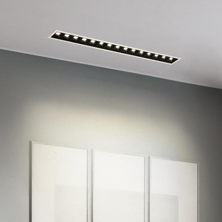 led嵌入式长条形射灯格栅灯办公会议线条天花筒灯线条型cob无主灯