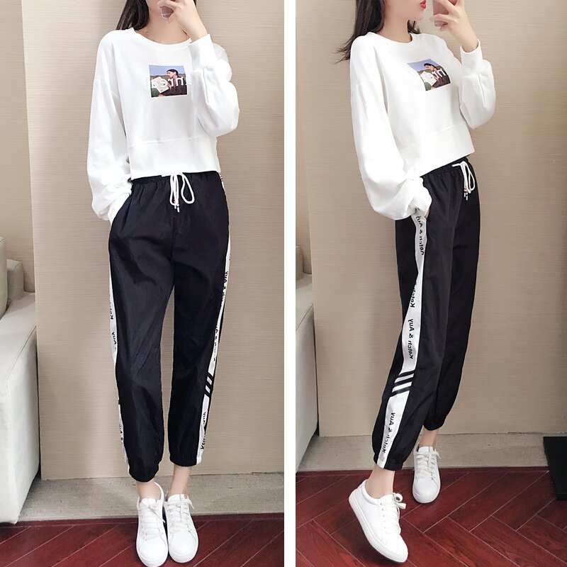 初秋时尚两件套洋气运动休闲套装女2020新款秋季宽松上衣卫衣裤子