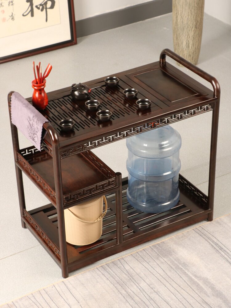 实木功夫茶桌小茶台茶具套装一体新中式红木阳台移动带轮茶车家用