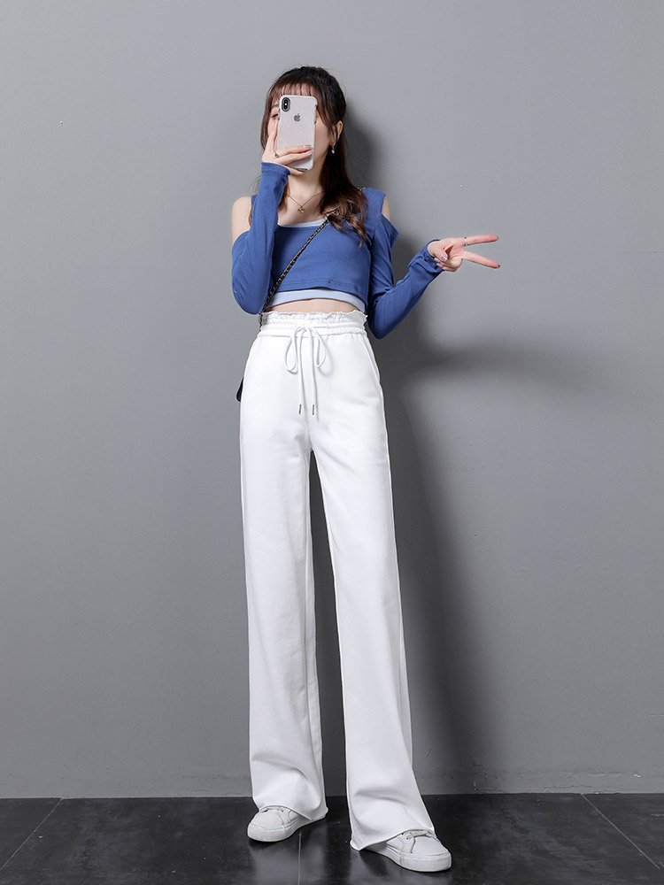 加长款白色运动裤女高个子直筒卫裤宽松韩版180超长女裤阔腿长裤
