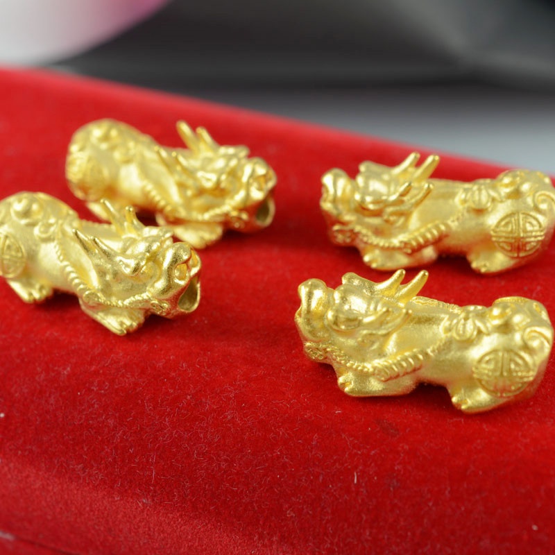 新款仿真黄金3d貔貅吊坠沙金手链吊坠实心貔貅坠子欧币镀24k吊坠