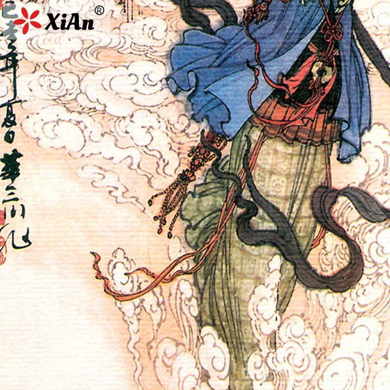 七仙女思凡图画像挂画女神仙神像画丝绸画卷轴画书房客厅装饰画