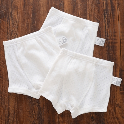 日系儿童纯棉裤头纯白色男孩内穿平角内裤宝宝四角短裤家居裤衩