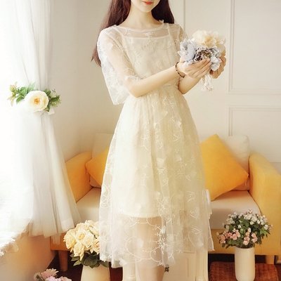 【森女系连衣裙收腰学生图片】森女系连衣裙收腰学生