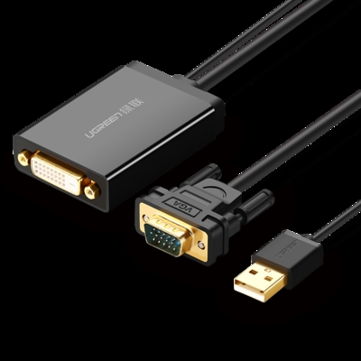 绿联vga转dvi24 1转接头公对母电脑转换线显示器高清连接线转换器