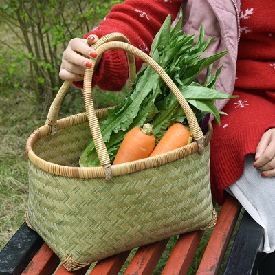 竹编手提包菜篮子大中小号买菜装水果纯手工艺四川特产环保天然