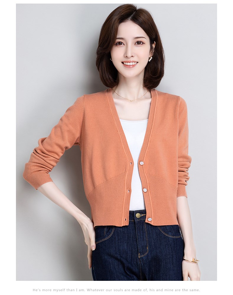 针织开衫女士宽松洋气外套中年妈妈装短款上衣春秋季新款长袖外搭