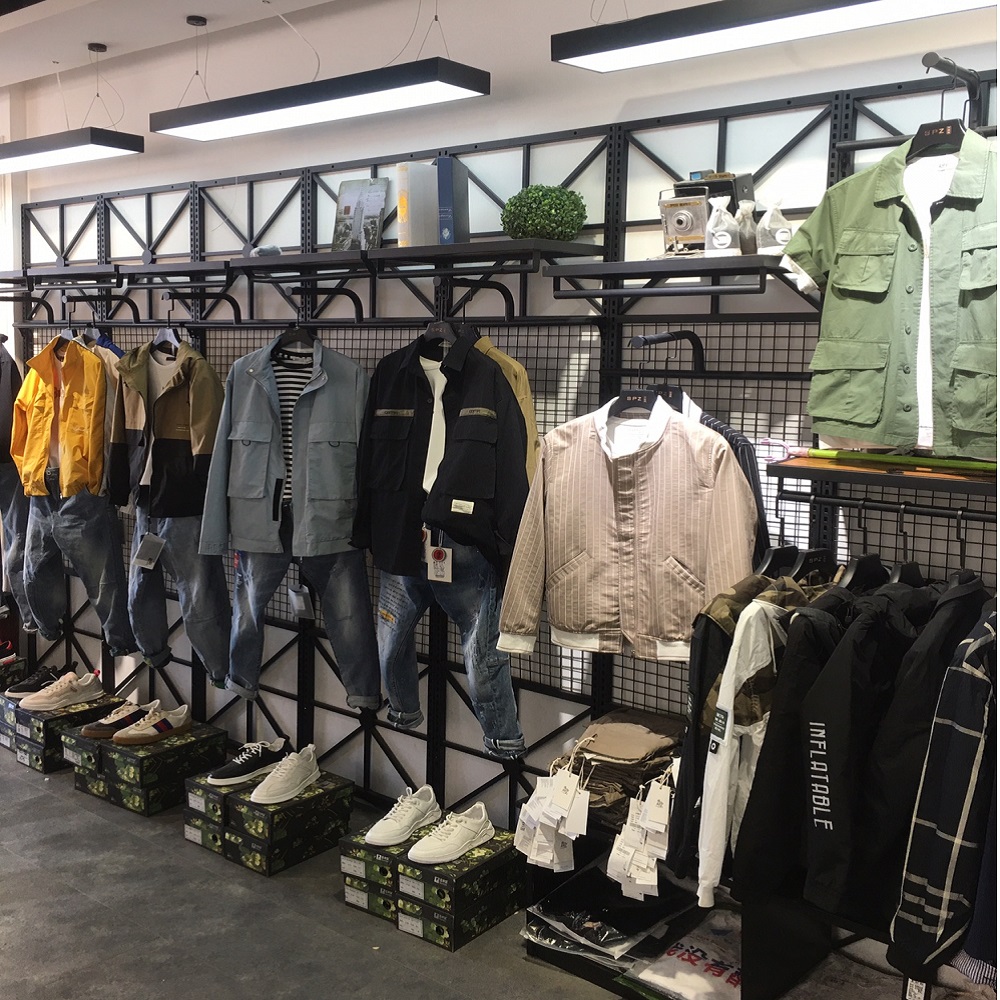 服装店装修男装店上墙组合网红货架正挂侧挂背板展示架流水展示台