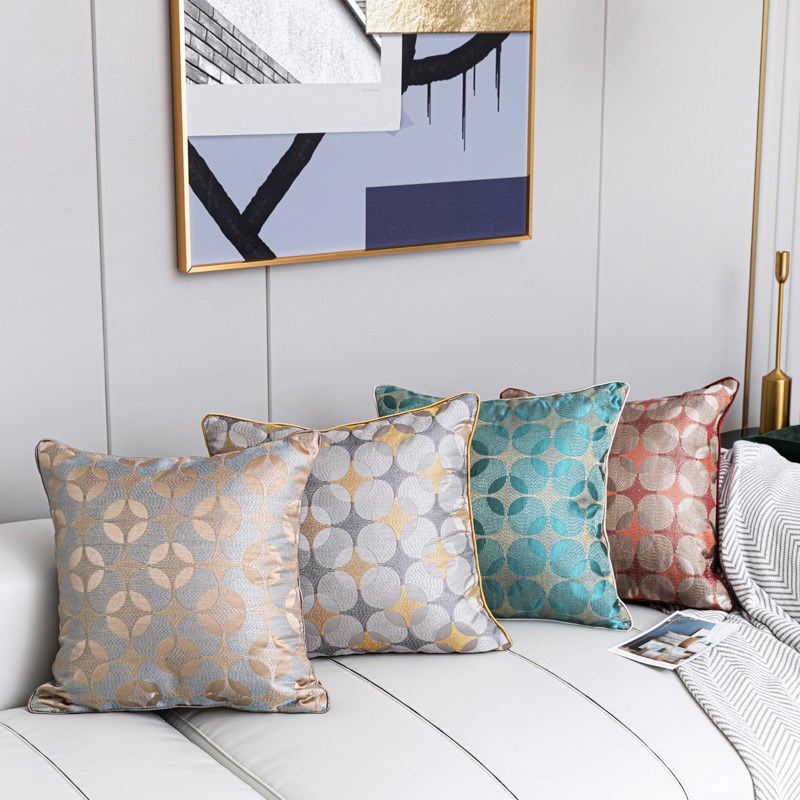 正品铜钱缎面绣花抱枕 美式欧式沙发靠垫靠枕客厅软装装饰靠包