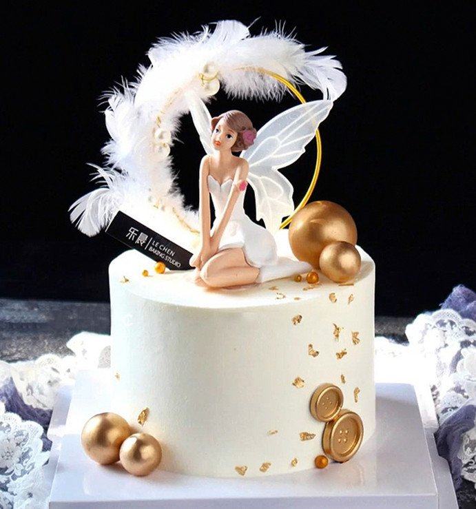 广州馨馨仿真蛋糕模型网红创意花仙子芭蕾少女长羽毛铁塔模型样品