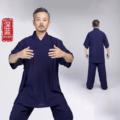 亚麻短袖太极服男款图片