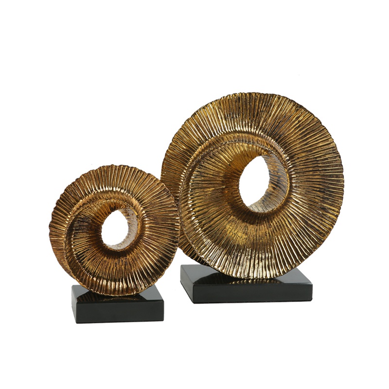样板间家居装饰品北欧轻奢软装电镀金色金属抽象工艺品桌面摆件