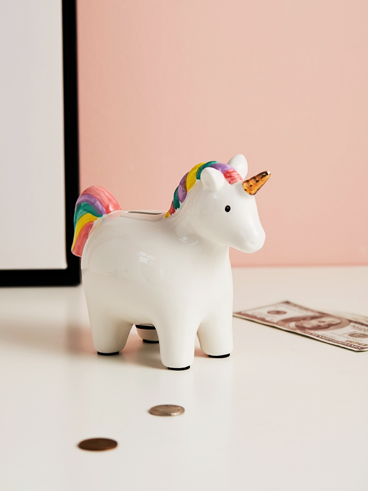 北欧独角兽摆件存钱罐陶瓷创意简约ins风可爱儿童储蓄罐