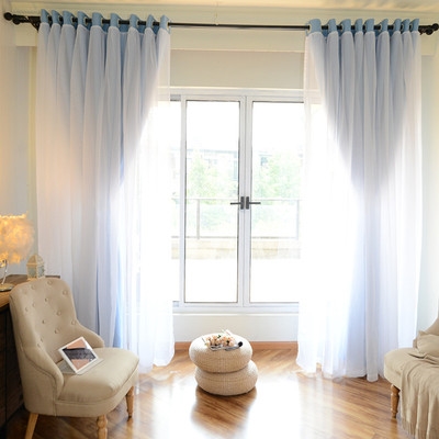 阳台窗帘遮光纱帘双层图片