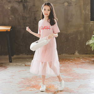 韩国女童连衣裙夏季洋气长裙过膝女孩夏装超仙儿童网红公主裙子潮