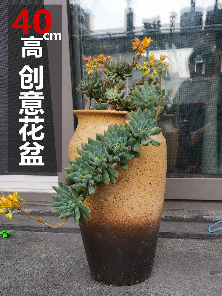 创意个性花盆悬崖桩法师老桩多肉花卉植物高筒特大号盆栽粗陶陶罐