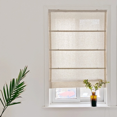 纱帘罗马帘透光不透人麻纱白纱北欧美式乡村风格定制提拉帘升降