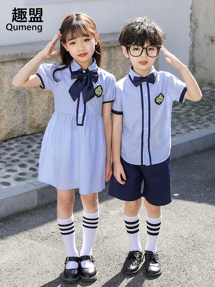 中小学生校服夏装儿童条纹班服英伦风大班毕业季拍照服幼儿园园服