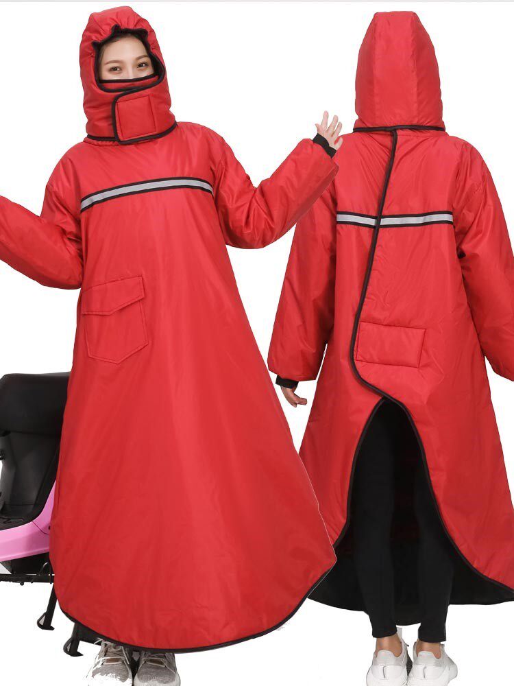 护腰防风衣骑行服挡风罩电车挡风衣冬季加绒加厚防雨连体摩托车