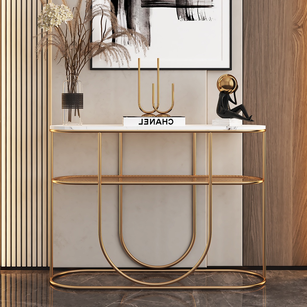 轻奢大理石玄关桌进门客厅柜台装饰条案置物架酒店端景台展示桌子