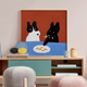 卡通可爱儿童房装饰画正方形红色小狗客厅沙发墙壁画男孩卧室挂画