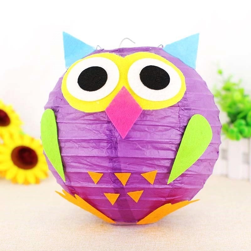 图案手工小灯笼iy材料包制作幼儿园半成品大红动物美术纸质儿童