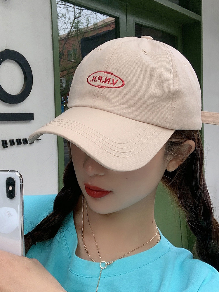 刺绣白色鸭舌帽ins潮牌街头棒球帽女韩版显脸小帽子女夏天百搭潮