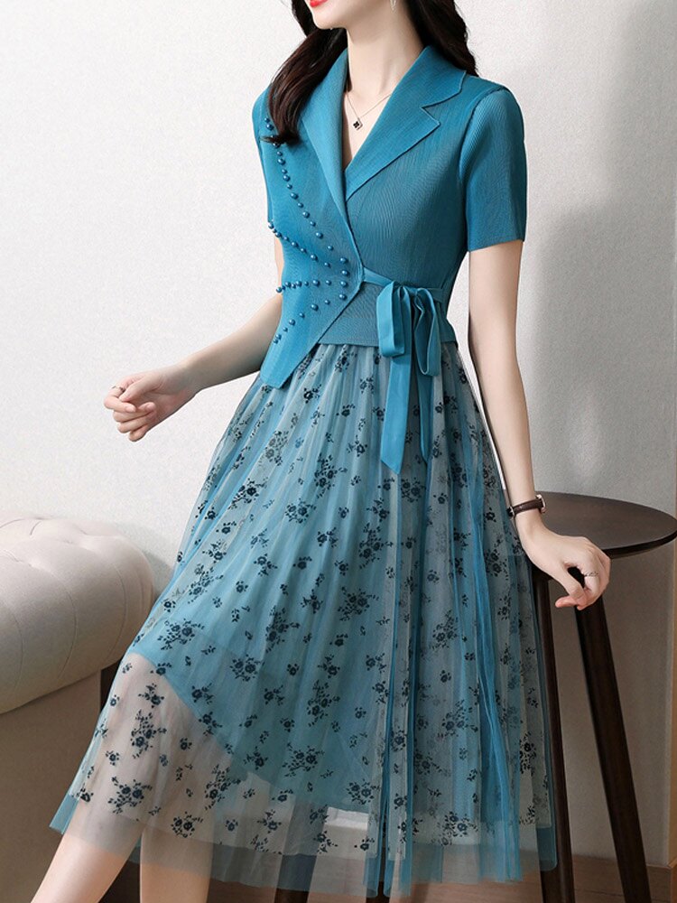 中老年女装40岁年轻妈妈装气质洋气夏装女连衣裙高贵减龄网纱裙女