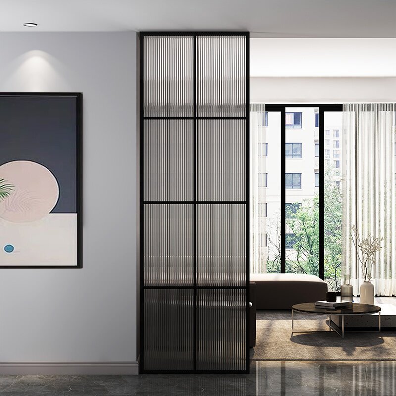 北欧不锈钢长虹玻璃屏风隔断客厅入户门玄j关餐厅现代简约轻奢铁