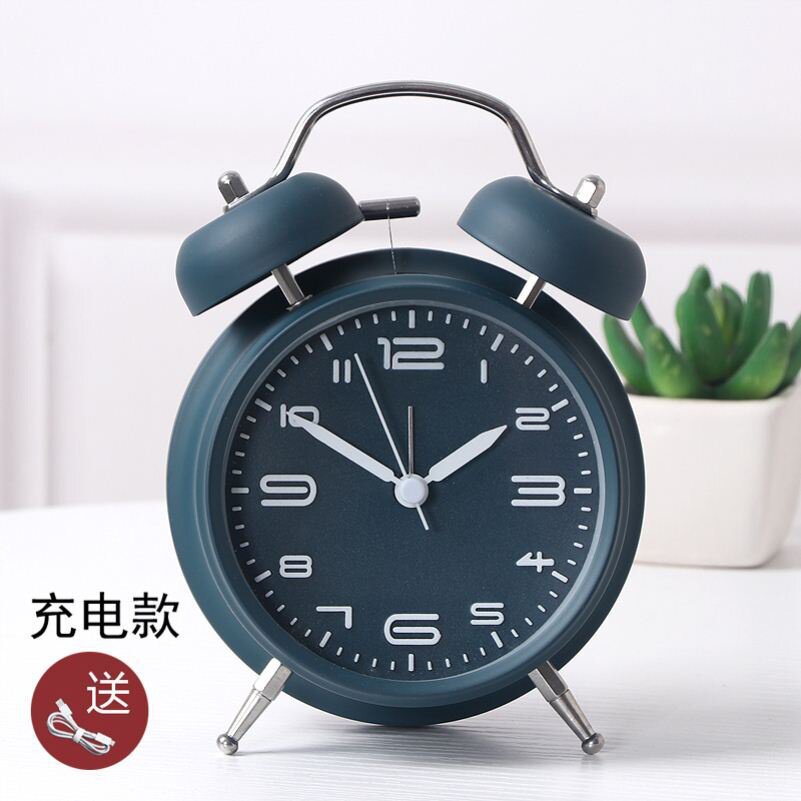 震动闹钟起床神器男孩卧室学生用大声超大声复古大音量老g式充电