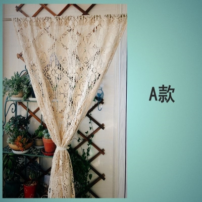 慢时光复古田园风纯棉线编织钩针蕾丝t窗帘门帘隔断帘园艺拍摄背
