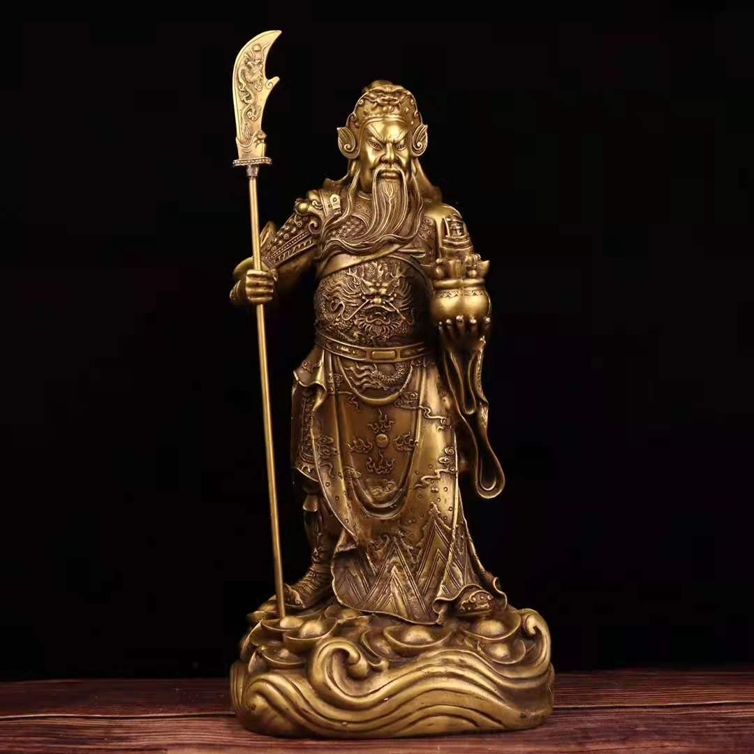 关公摆件彩铜提刀x元宝关帝武财神关二爷铜像家用店铺供养开业礼