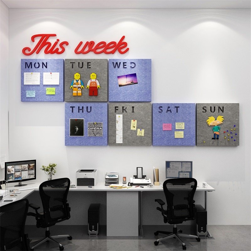毛毡办公室墙面装饰企业文化励p志照片周计划日程表创意贴纸公告