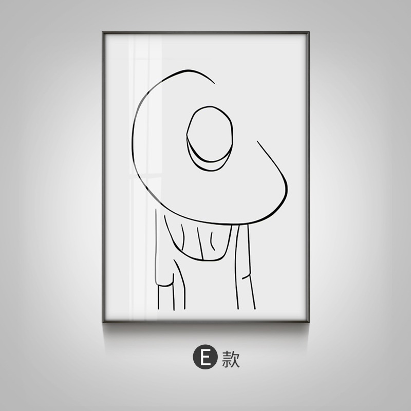 居画现代极简黑白灰装饰画线条北欧j简约卧室客厅壁画艺术抽象小