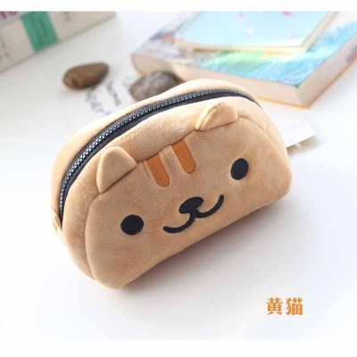 日单笔袋卡通小猫毛绒猫咪大容量学生笔袋铅笔文具盒学习x用品