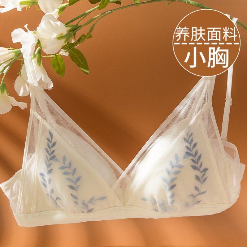 胸罩女夏季薄款超薄2021法式内衣小胸无钢圈三角杯女蕾丝不空杯in