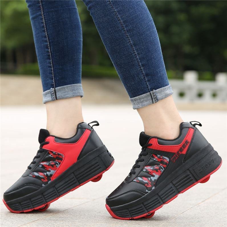 新款走鞋儿童男女学生成人多功能自动隐形爆走鞋双轮可拆卸代步鞋