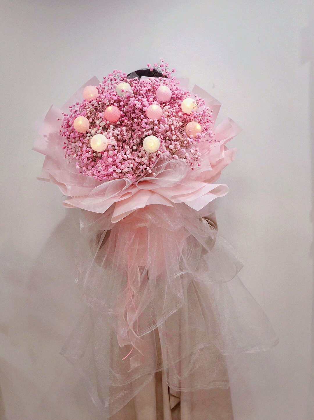 玫瑰花满天星礼盒干花束大束生日礼品送女朋友闺蜜七夕情人节礼h
