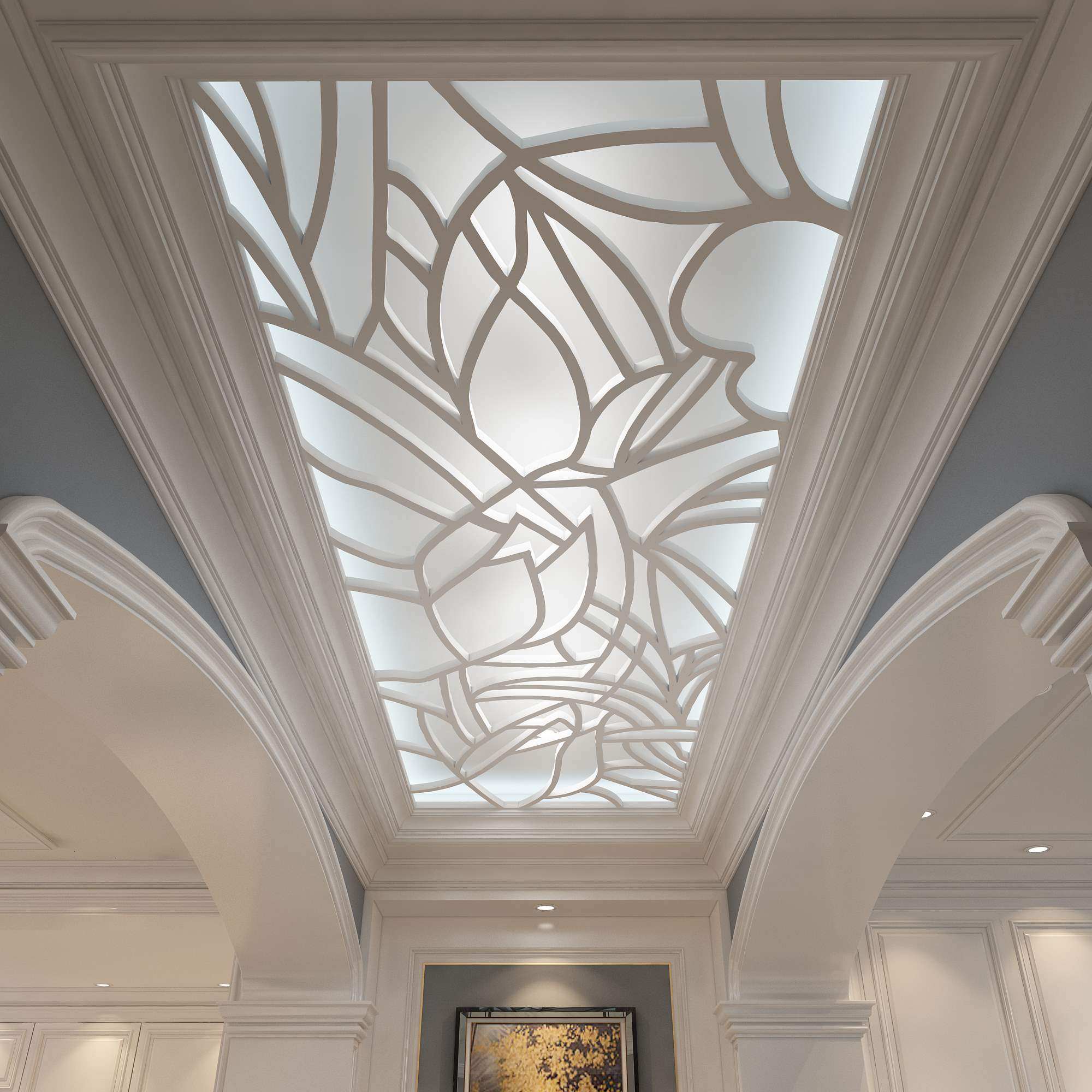 雕花吊顶欧式通花板镂空pvc雕刻板屏风隔断客厅过道花格密度板