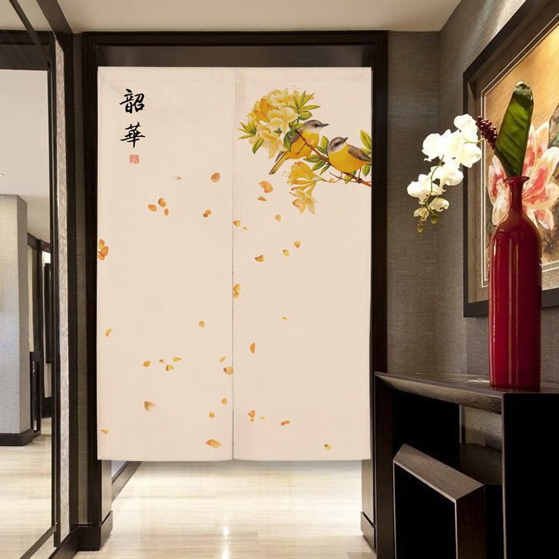 中式门帘中国风创意布帘卧室客厅装饰半截挂帘厨房卫生隔断帘定