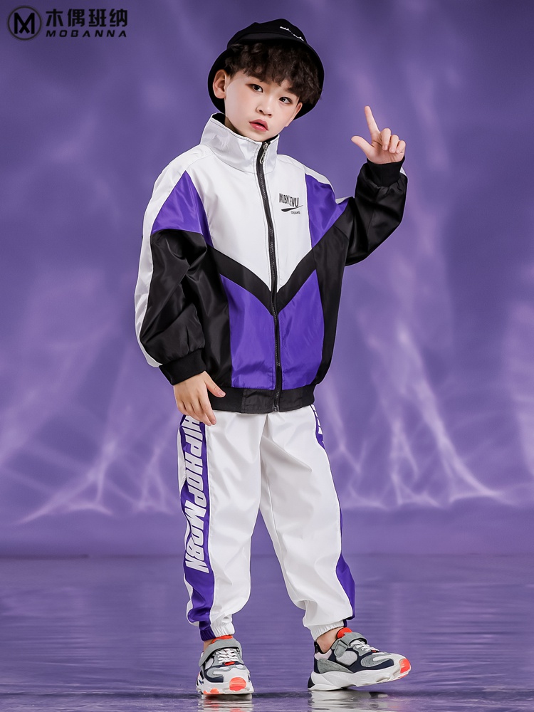 儿童街舞套装少儿男童hiphop运动宽松衣服小学生男孩秋跳舞演出服