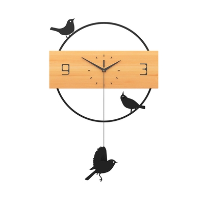 抖音网红款小鸟钟表摇摆挂钟石英钟挂表客厅餐厅静音摇摆钟