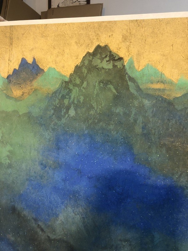 袁运甫江山万里图国画青绿山水六尺横幅宣纸微喷复制画客厅装饰画